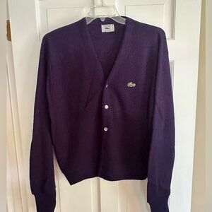 Vintage Izod Lacoste Cardigan Sweater Men’s Large Navy USA Croc Logo
